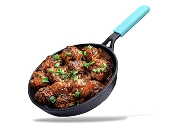 CASTIFY Pre-Seasoned Natural Nonstick Cast Iron Frying Pan Without Silicone Handle for Cooking and Deep Frying,Color: Black