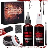 Faux Sang Halloween, 1 Spray de Faux Sang 60ml, 1 Faux Sang Coulant 60ml, 1 Plasma Coagulé...