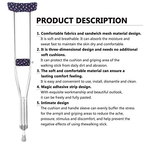 Tommhanes Amisguoer Crutch Underarm Pads Crutch Pad Crutch Hand Grip Covers Crutch Cover Washable Onesize (2 Armpit, 2 Hand Cushion) Multi-Color (Cp25M) #TOP3