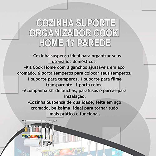 Kit Porta Temperos Cook Home Condimentos Barra Ganchos Casa