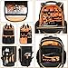 Tool Bag Backpack, 75 Pockets & Loops Heavy Duty Tools Organizer Bags/HVAC Tool Carrier for Eelectrician/Construction Work with Molded Base and Combination Lock, Large, Black and Orange