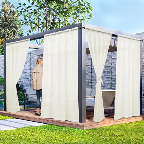 Laseniewa 2 Panels Outdoor Sheer Curtains for Patio,