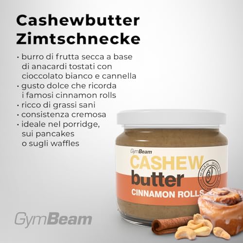 GymBeam Burro di Anacardi con Cinnamon Rolls 340g, Burro di Anacardi Tostati, Sapore Dolce, Ricco di Grassi Sani, Consistenza Cremosa, Perfetto per Porridge, Pancake, Waffle o Prodotti da Forno - 3