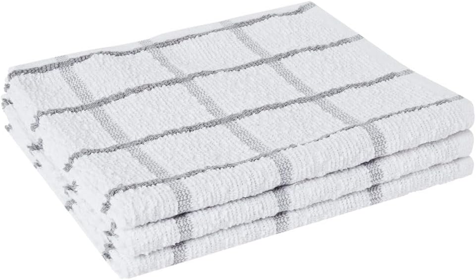 Charlotte Andersen Extra Large Tea Towels for Kitchen 3 Pack Quality Dish Cloths Quick Dry, Ultra Absorbent and Machine Washable 78cm x 44cm (3 GREY TEA TOWELS)