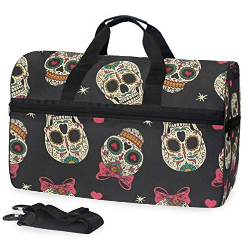 SLHFPX Gym Bag Mexican Skulls Sport Duffle Holdall Bag Training Handbag Yoga bag