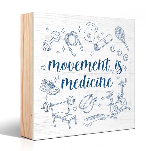Vgrti Movement is Medicine Wood Box Sign, Physical Therapy Desk Decor for Home Office, Sports Lovers Gifts, PT Appreciation Grad Gifts for Women Men Physiotherapists Assistants Personal Trainers
