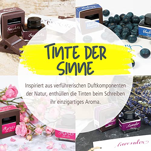 ONLINE Duft-Tinte Lavender, Tintenglas Lila 15ml, bunte Füllertinte für Kalligrafie, Handlettering, Schreibtinte, Tintenfass für Konverter, Tinte der Sinne auf wasserbasis
