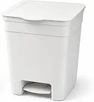 Lixeira Plástica com Pedal 7,5 Litros I Cesto de Lixo Compacto para Banheiro, Cozinha e Escritório I Tampa com Abertura por Pedal I Preta ou Branca I Three Brothers (Branco)