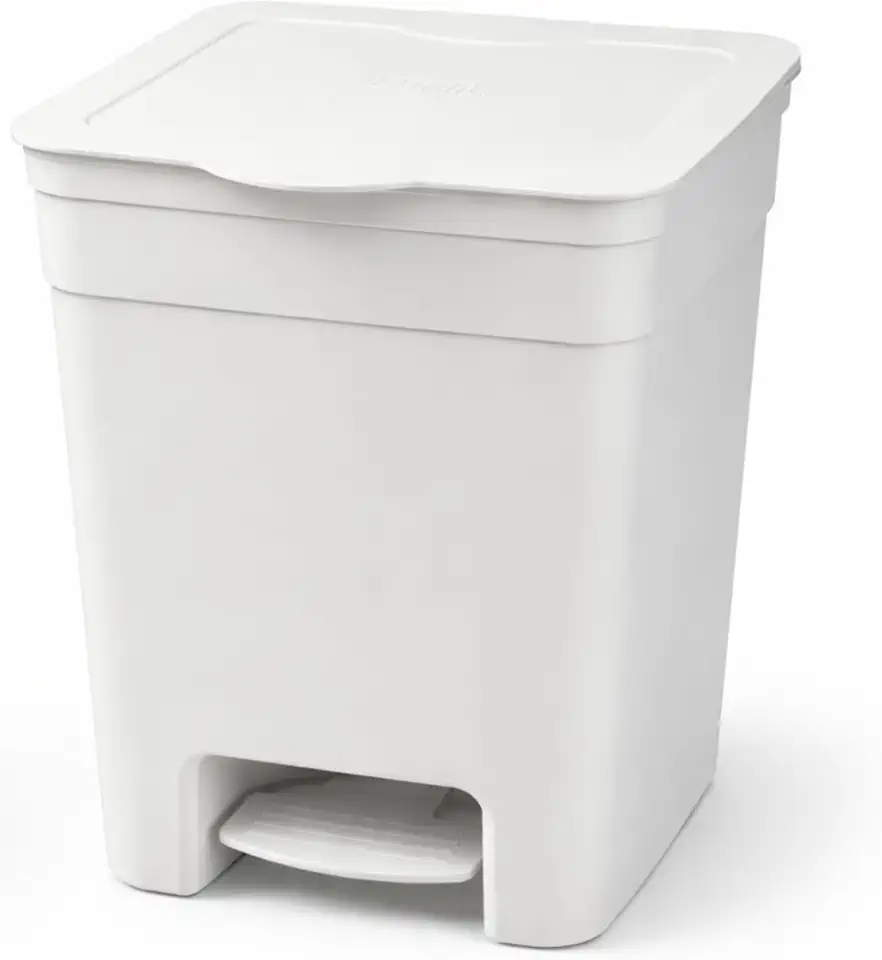Lixeira Plástica com Pedal 7,5 Litros I Cesto de Lixo Compacto para Banheiro, Cozinha e Escritório I Tampa com Abertura por Pedal I Preta ou Branca I Three Brothers (Branco)