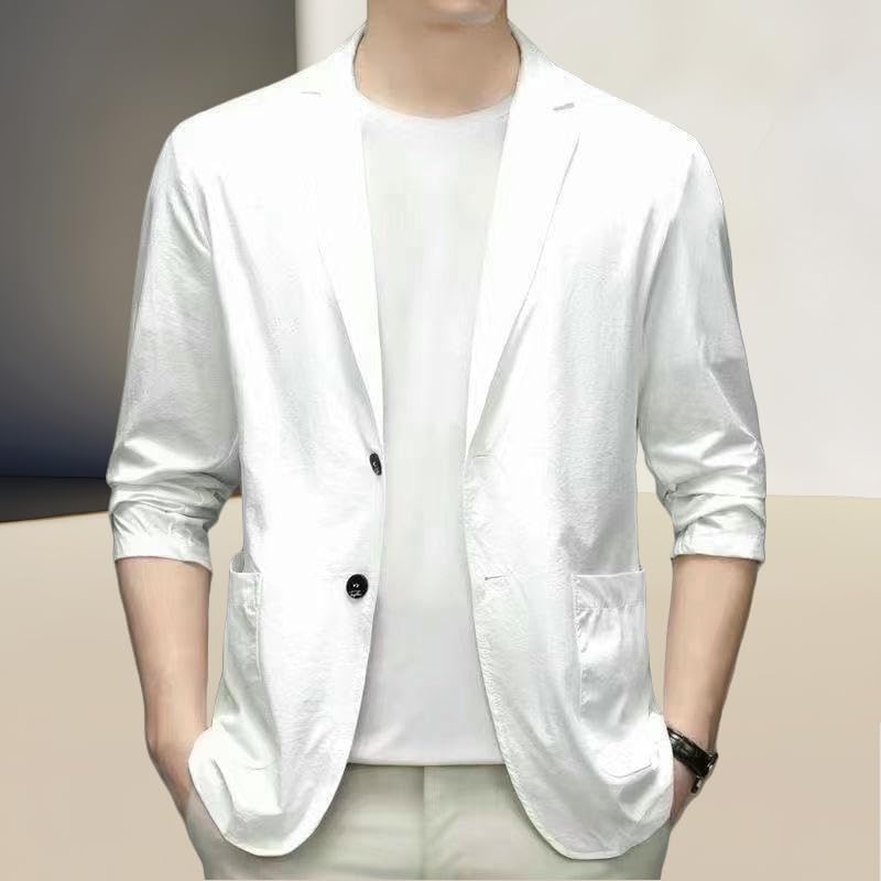 Men's Autumn Single Breasted Two Button Lightweight Solid Color Casual Blazer Jacket Top