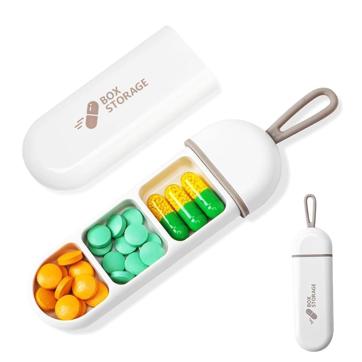 FASHRAMP Portable 3-Compartment Pill Holder - Ideal for Home and Travel Use, Pack Of 1-picture-13