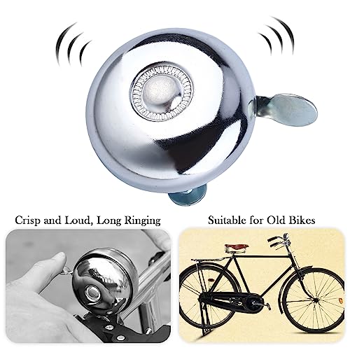 Bell , Retro Metal Ring Ring Cycling Handlebar Horn Bell Sound Alarm Fit The Outside Diameter of The Handlebar Tube of Your (Silve) - Image 3