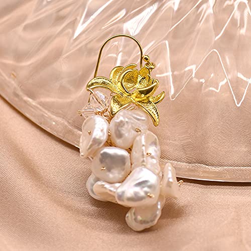 SALAN Pendientes De Borla De Lujo De Pera Barroca Natural para Mujer, Novia, Boda, Flor De Loto, Pendientes De Gota, Joyería Fina