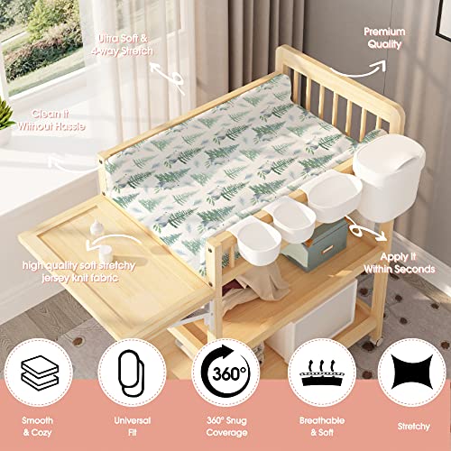 Acrabros Changing Pad Cover- Ultra Stretchy Snug Fitted Diaper Changing Table Cover Sheets For Boys Girls,2 Pack,Bears &Forest #TOP2
