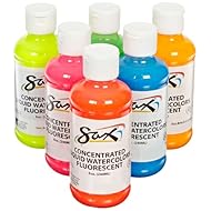 Sax Liquid Washable Watercolor Paints, 8 Ounces, Assorted Fluorescent Colors, Set of 8 - 1287638