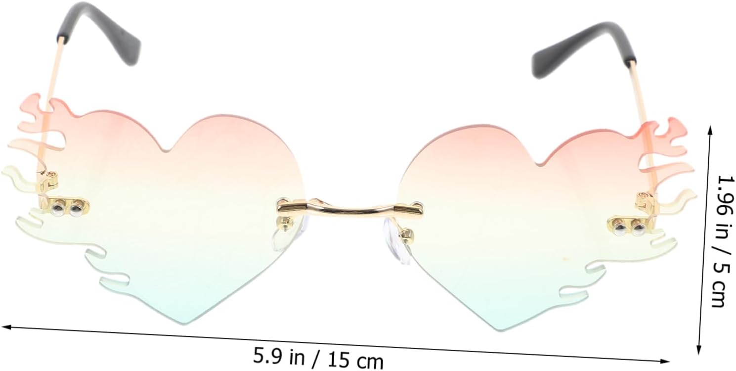 LIFKOME Heart-shaped Frameless Sunglasses Party Eyewear for Men and Women for Beach and Festivals