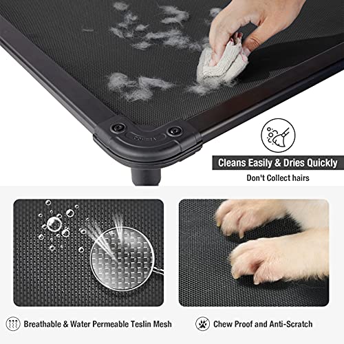 Veehoo Chew Proof Elevated Dog Bed - Cooling Raised Pet Cot - Rustless Aluminum Frame And Durable Textilene Mesh Fabric, Unique Designed No-Slip Feet For Indoor Or Outdoor Use, Black, X Large #TOP4