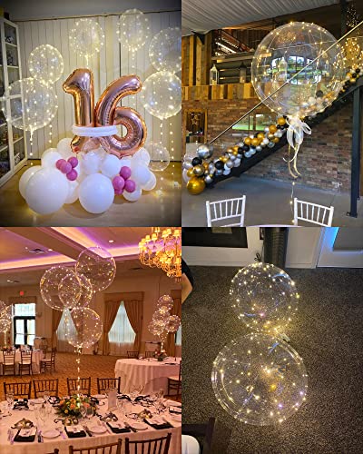 Led Balloons Light Up Balloons - 10 Pack Glow In The Dark Balloons, 20 Inch Clear Bobo Balloons With Lights, Bubble Balloons With String Lights, Helium Glowing Balloons For Party #TOP2