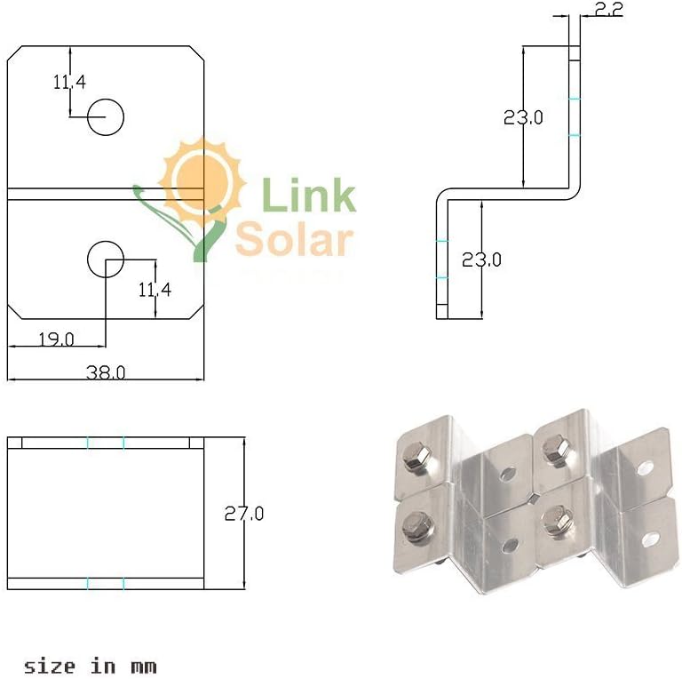Solar Panels Mounting Z Brackets Mounts Kit for RV Boat Off Grid Roof,38mm Width,Support Solar Panels Up to 80W