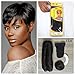 Hair Extension 27 Pieces Bump Weave Hair With Closure Short, 1B# Black Color Hair Peerless Virgin Peruvian Human Hair Short Weave Human Brazilian Hair Women Multi-Layered Single Weft Natural Hair