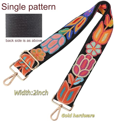 Image of Crochet Flower Purse Strap,Knit Wide Replacement Crossbody for Shoulder Strap Bag Adjustable 2inch Guitar Strap