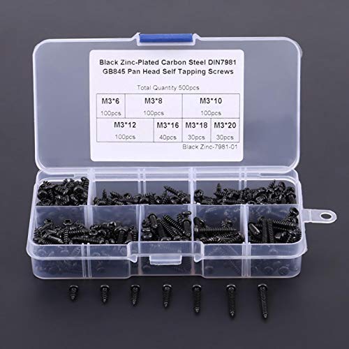 Tornillos autorroscantes M3 cabeza redonda, 500 piezas miniatura 7