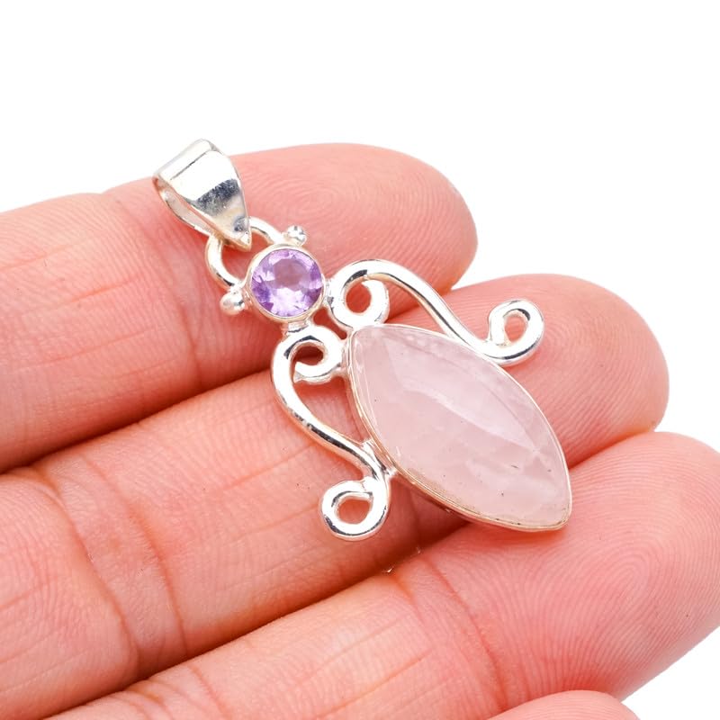 Pendentif quartz rose améthyste pour sublimer vos tenues - 3