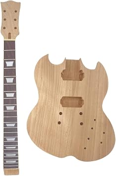 DIY Electric Guitar Kit with Mahogany Body and Neck, 22Fret 628mm 6-String Electric Guitar Kits Complete DIY Guitar Making Kit for Adults Beginner Luthier Gift