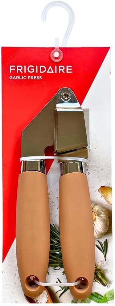 Frigidaire Garlic Press, Stainless Steel with Soft Ergonomic Silicone Handle (ROSE)