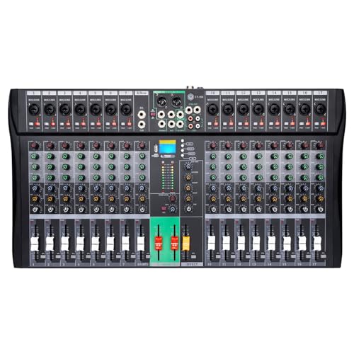 16 Channel Audio Mixer Console-Bluetooth USB Recording Studio Mixer with Reverb FX | 48V Phantom Power & MP3 Player | for Live DJ Karaoke