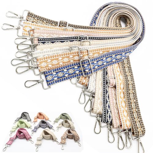 Image of LEMEDE Purse Strap Adjustable Replacement Crossbody Bag Straps Retro Jacquard Embroidery Shoulder Straps for Shoulder Bag