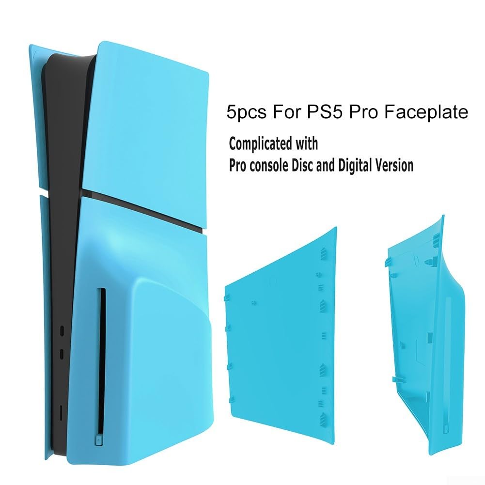 5 x Frontplatten für PS5 Pro Konsole, Ersatzschalen-Set mit 3 mm dicken ABS-Platten, Schutzhülle, Zubehör, kompatibel mit PlayStation 5 Pro Disc (schwarz)