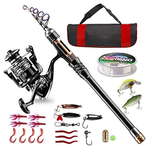 BlueFire Fishing Rod Kit, Carbon Fiber Telescopic Fishing Pole and Reel Combo with Spinning Reel, Line, Lure, Hooks and Carrier Bag, Fishing Gear Set for Beginner Adults Saltwater Freshwater(2.7M)
