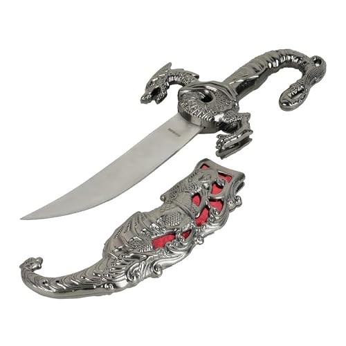 Trendy Zone 21 10” Dragon Dagger Knife, Stainless Steel Fixed Blade Knife, Metal Handle & Sheath, Decoratives Dragon Shape Design Intricate Carvings, Gift for Any Occasion - Thumbnail 2