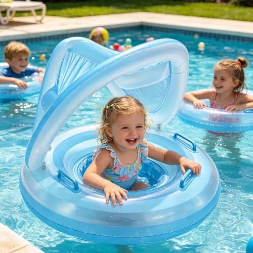 Flotador infantil con dosel hinchable e impermeable para piscina 6