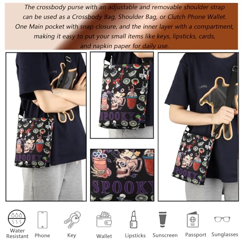 MBMSO Spooky Crossbody Bag Halloween Skeleton Gifts Zombie Skulls Cross Body Bag Gothic Crossbody Purse Spooky Season Gifts3