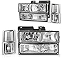 DWVO Headlight Assembly Compatible with Chevy C/K Series 1500 2500 3500/Tahoe/Suburban/Silverado 1994-1999 Crystal Headlamp w/Corner & Bumper Light (Chrome)