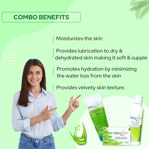 Image of Parasoft Moisturizing Face & Body Milk, Hydrating Glycerin Soap and Refreshing Shower Gel Combo with Goodness of Aloe vera for Normal to Very Dry & Sensitive Skin