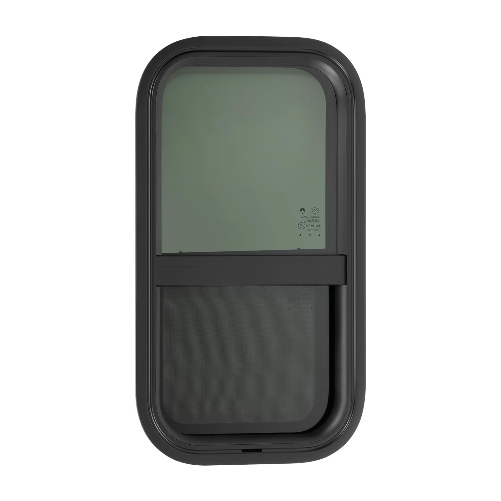 Vertical RV Window 12x22 Inch Tinted Sliding w/Net Screen & Trim Ring for 1/8"-1/4" (3-6mm) & 2¹/₈" (54mm) Walls