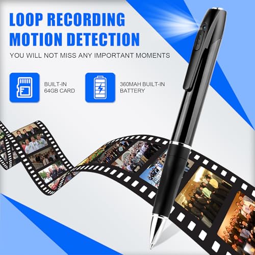 KQoolShuai Mini Spy Camera Pen 1080P Full HD Video Recorder with 64GB Card, USB Charging, Security Surveillance Camera by KQoolShuai - Image 4