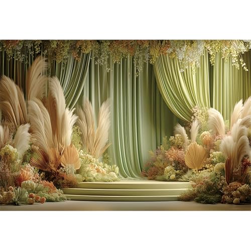 Baocicco Green Wedding Curtains Backdrops 10x7ft Fairytale Flowers Fantasy Engagement