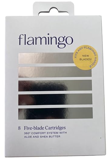Flamingo Women's Razor Blade Refills - 5-Blade Refill Cartridges - 8 Pack