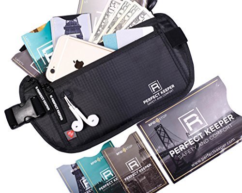 Travel Money Belt – Hidden RFID Protected Waist Passport Holder – Headset Port