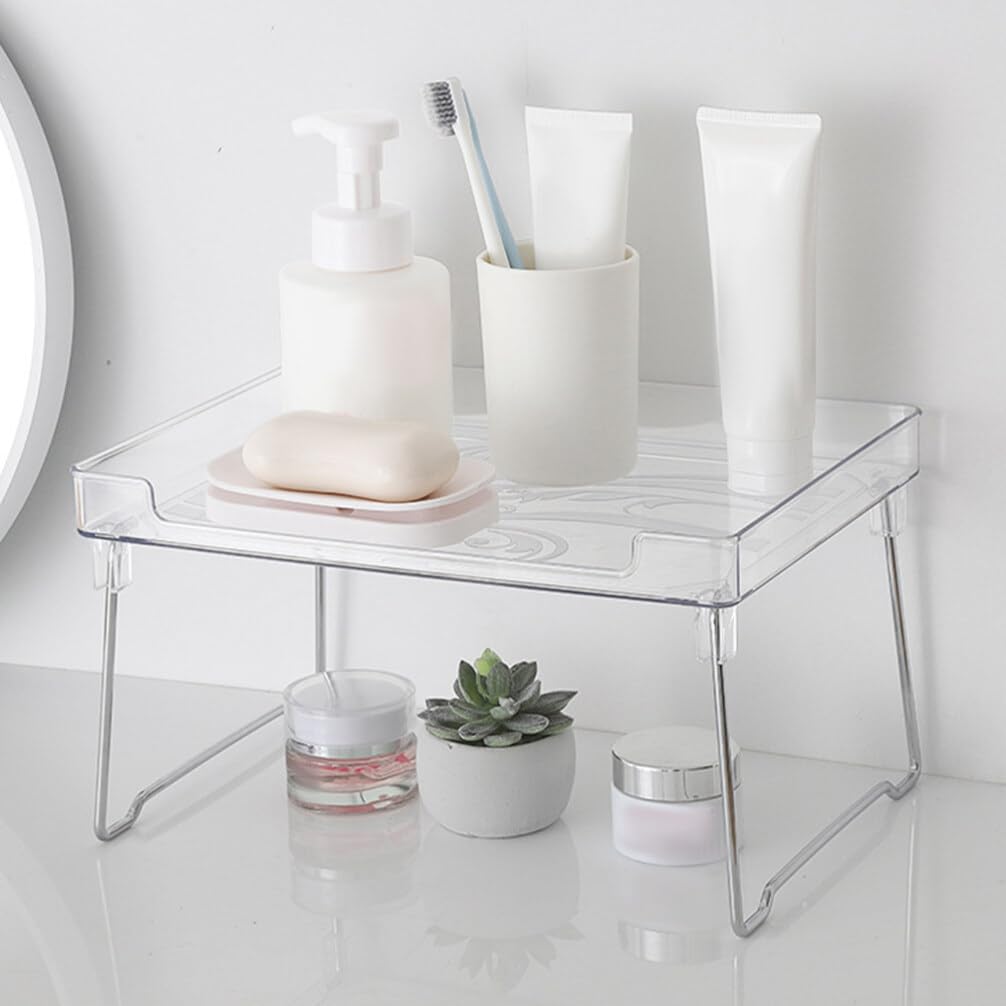 Angoily 2 Pcs Étagère à Épices Organisateur D'épices Étagère de Comptoir Cuisine Pliable en Acier Inoxydable et Plastique à Charge Renforcée Cuisine et Salle de Bain