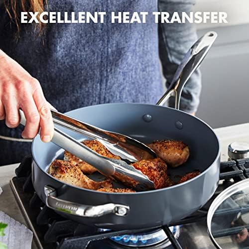 GreenPan Valencia Pro Hard Anodized Healthy Ceramic Non-Stick 28 cm/4.2 Litre Sauté Pan Jumbo Cooker with Lid, PFAS-Free, Induction, Oven Safe, Grey
