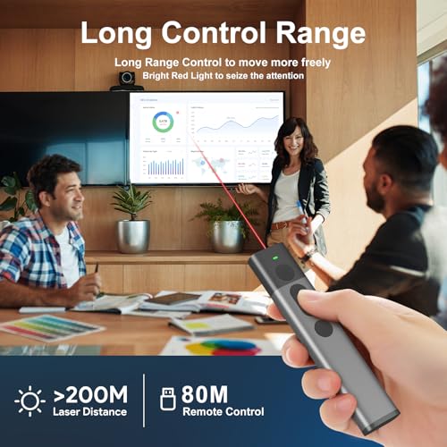 presentation clicker wireless presenter remote - rioicc rechargeable aluminum powerpoint clicker with red laser plug amp play laser pointer for macoskeynoteprezigoogle slideswindowslinux