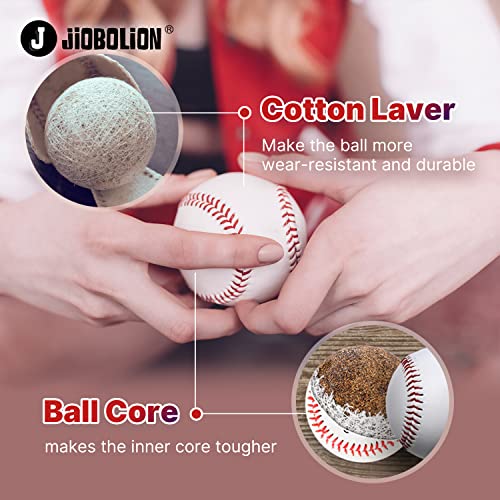 JIOBOLION Baseballs Standard Size Leather Covered Unmarked Suitable for Training and Practice Hard Sphere for American Leagues Coaches Parents and Players