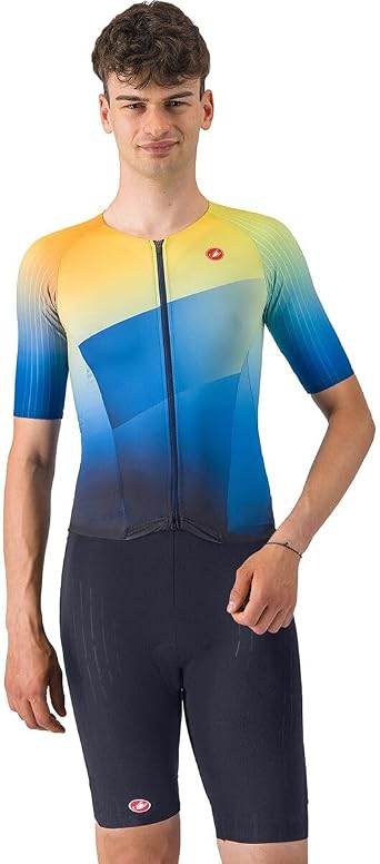 CASTELLI Mens Sanremo 3 Suit Short Sleeve, Cycling Race Swim Bike Run, Aerodynamic Triathlon Suit with Tri Seat Pad