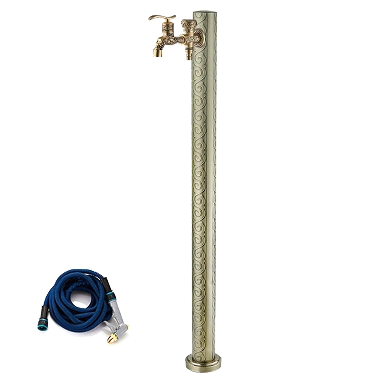 ZYCHSJXA Brass Garden Faucet with Water Column 3-in-1 Sprayer Nozzle Anti-Leak Design Outdoor Tap for Irrigation & Drainage - Green