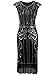 Vijiv 1920s Vintage Inspired Sequin Embellished Fringe Long Gatsby Flapper Dress,Black,Large